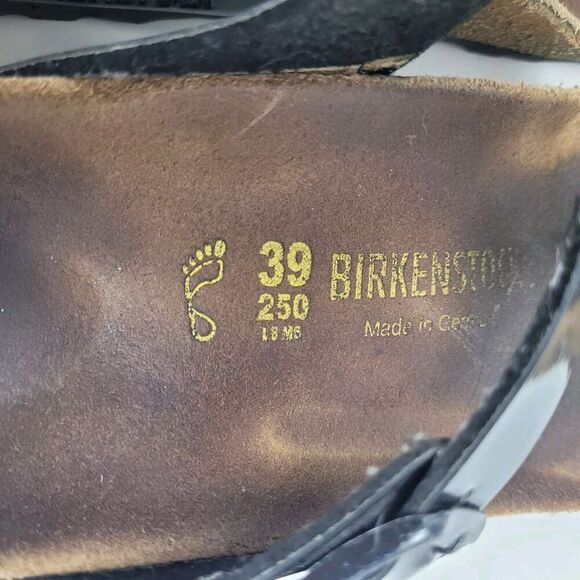 Birkenstock Sandals Womens EU39 US8 Gizeh Black Patent Leather Slides Comfort - Picture 8 of 10